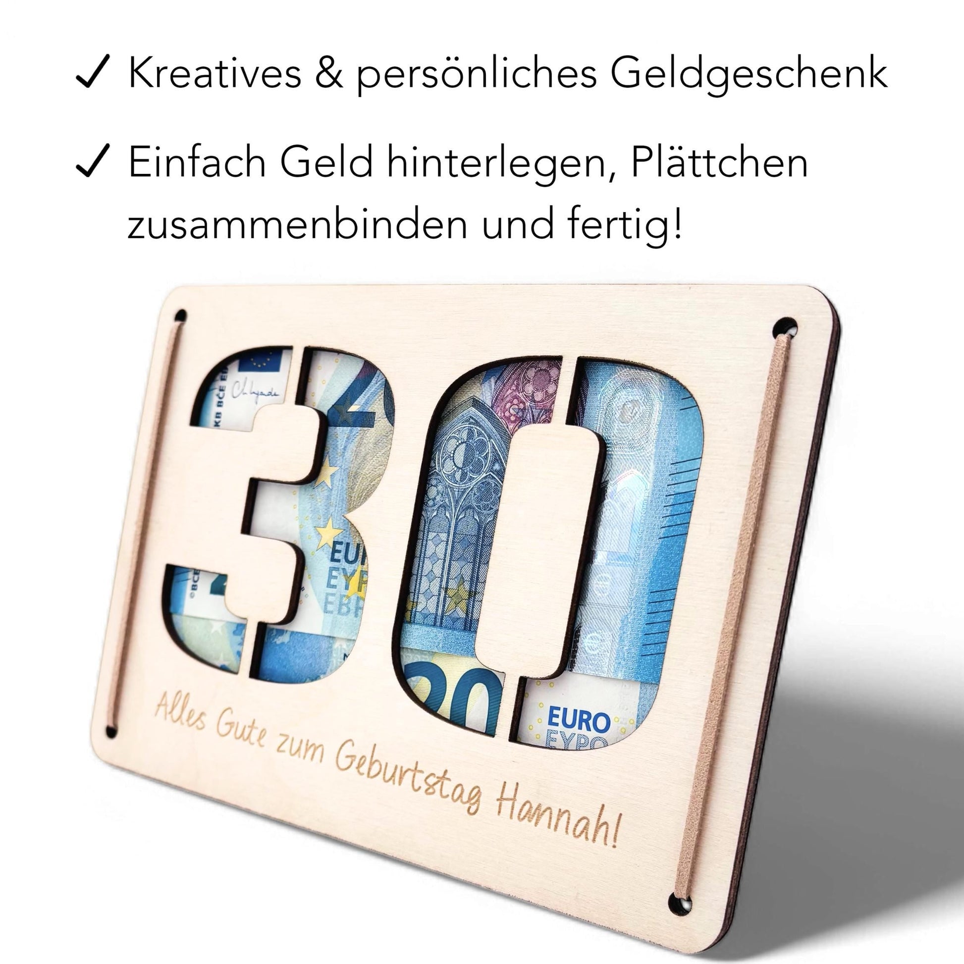 Geldgeschenk 30. Geburtstag personalisierte Geburtstagskarte Geldverpackung Verpackung Geld Geburtstagsgeschenk Geschenkkarte Holz 12x17 cm