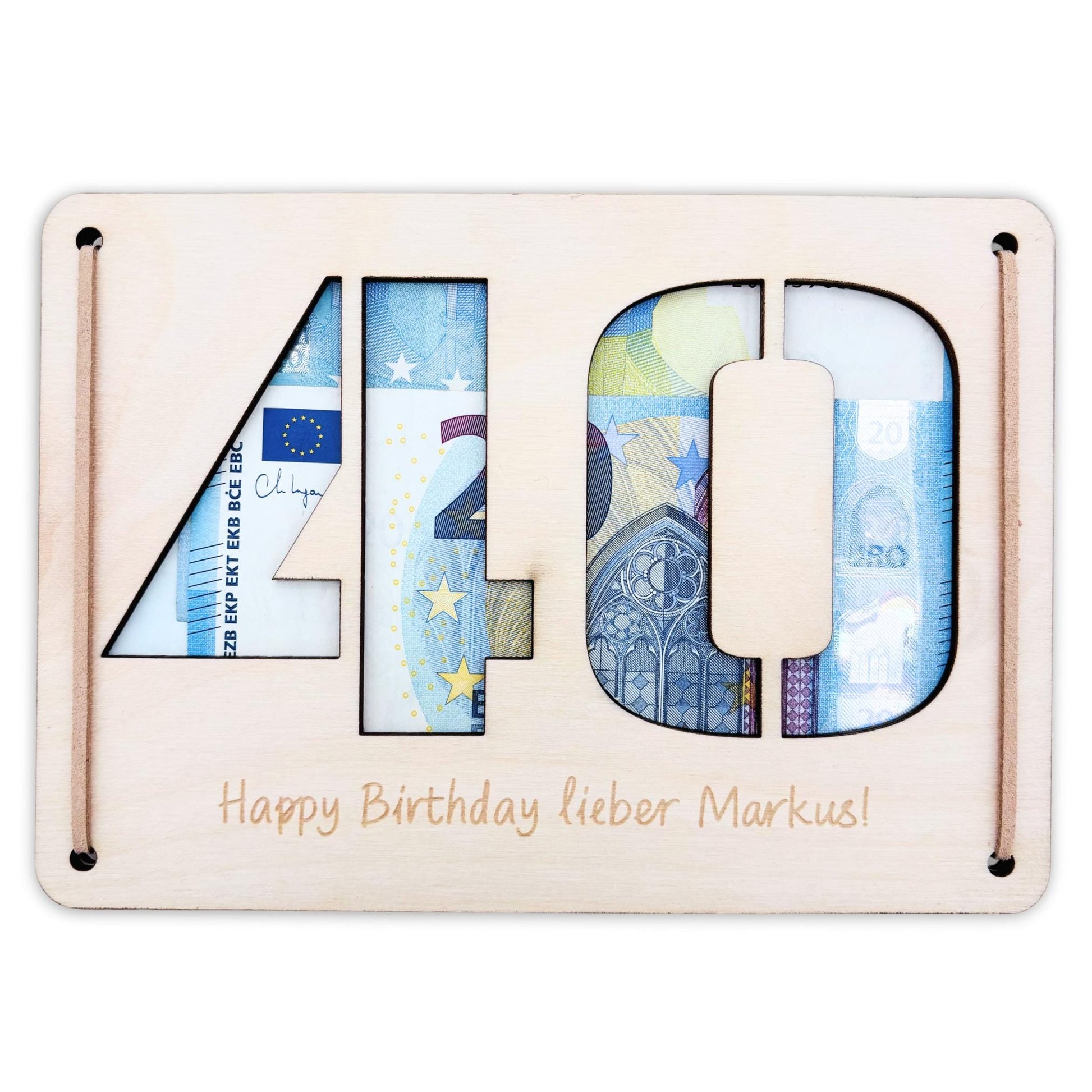 Geldgeschenk 40. Geburtstag personalisierte Geburtstagskarte Geldverpackung Verpackung Geld Geburtstagsgeschenk Geschenkkarte Holz 12x17 cm