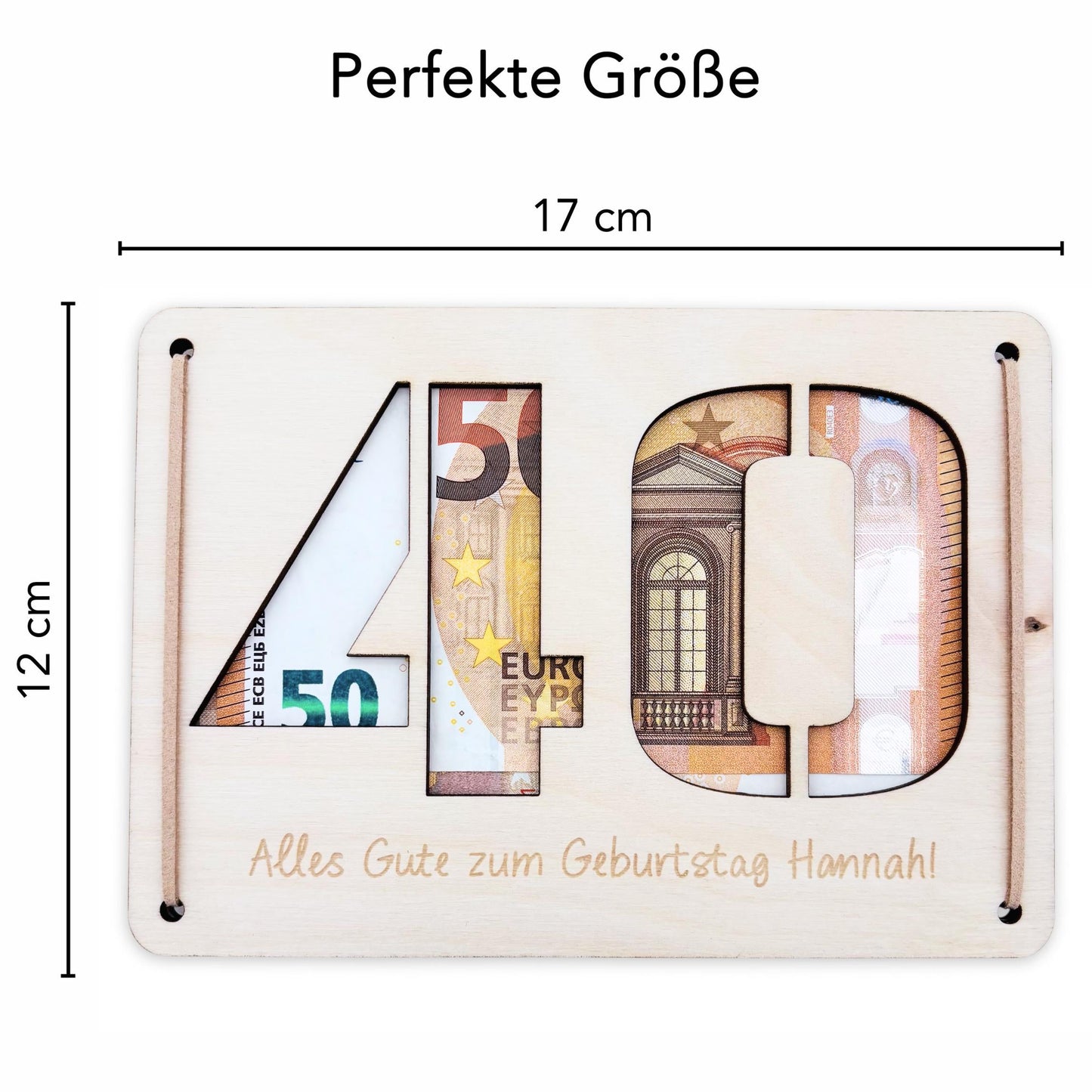 Geldgeschenk 40. Geburtstag personalisierte Geburtstagskarte Geldverpackung Verpackung Geld Geburtstagsgeschenk Geschenkkarte Holz 12x17 cm