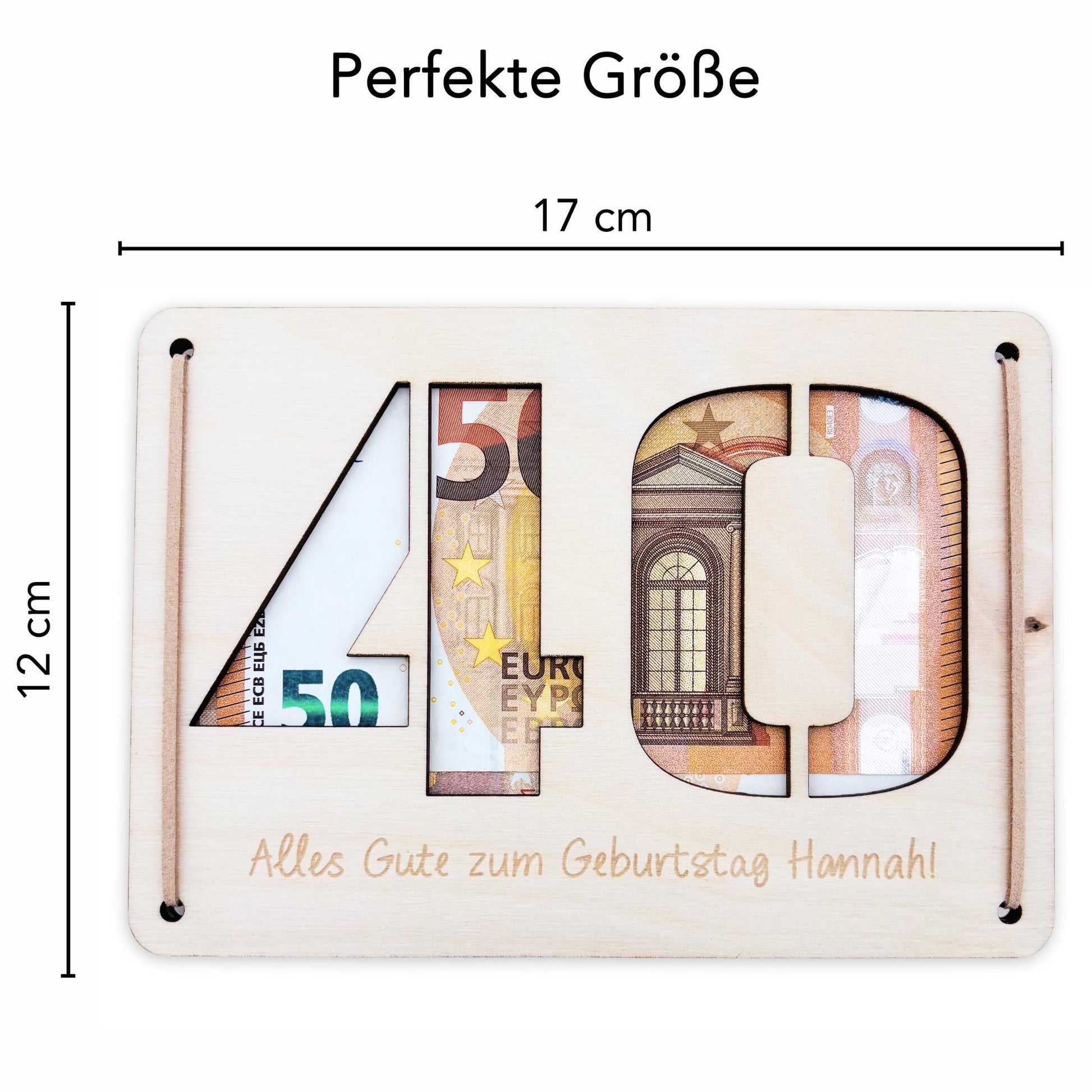 Geldgeschenk 40. Geburtstag personalisierte Geburtstagskarte Geldverpackung Verpackung Geld Geburtstagsgeschenk Geschenkkarte Holz 12x17 cm