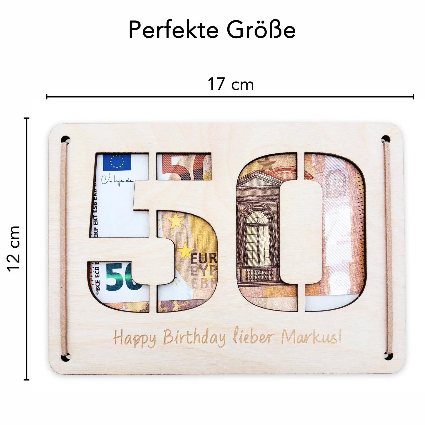 Geldgeschenk 50. Geburtstag personalisierte Geburtstagskarte Geldverpackung Verpackung Geld Geburtstagsgeschenk Geschenkkarte Holz 12x17 cm