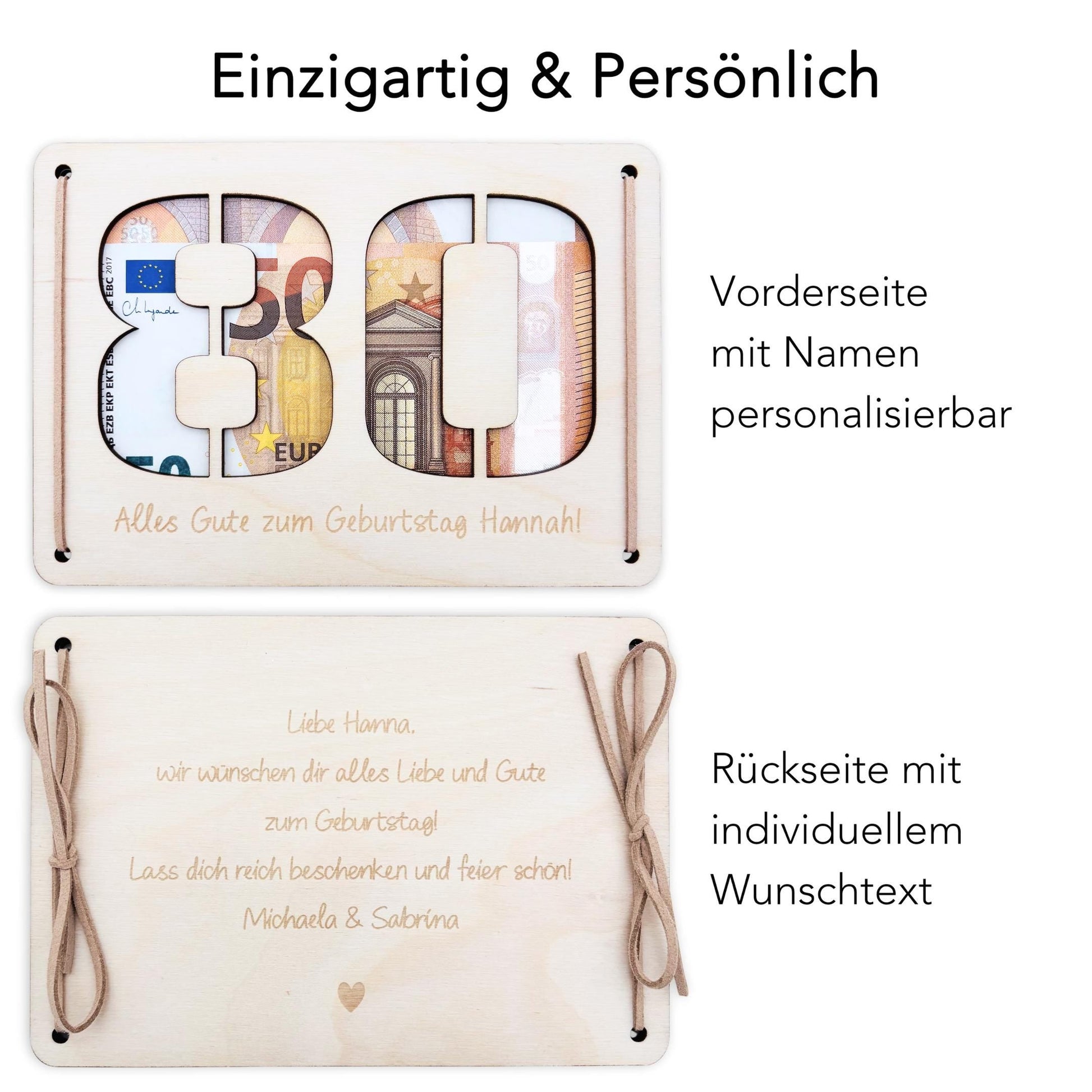 Geldgeschenk 80. Geburtstag personalisierte Geburtstagskarte Geldverpackung Verpackung Geld Geburtstagsgeschenk Geschenkkarte Holz 12x17 cm