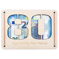 Geldgeschenk 80. Geburtstag personalisierte Geburtstagskarte Geldverpackung Verpackung Geld Geburtstagsgeschenk Geschenkkarte Holz 12x17 cm