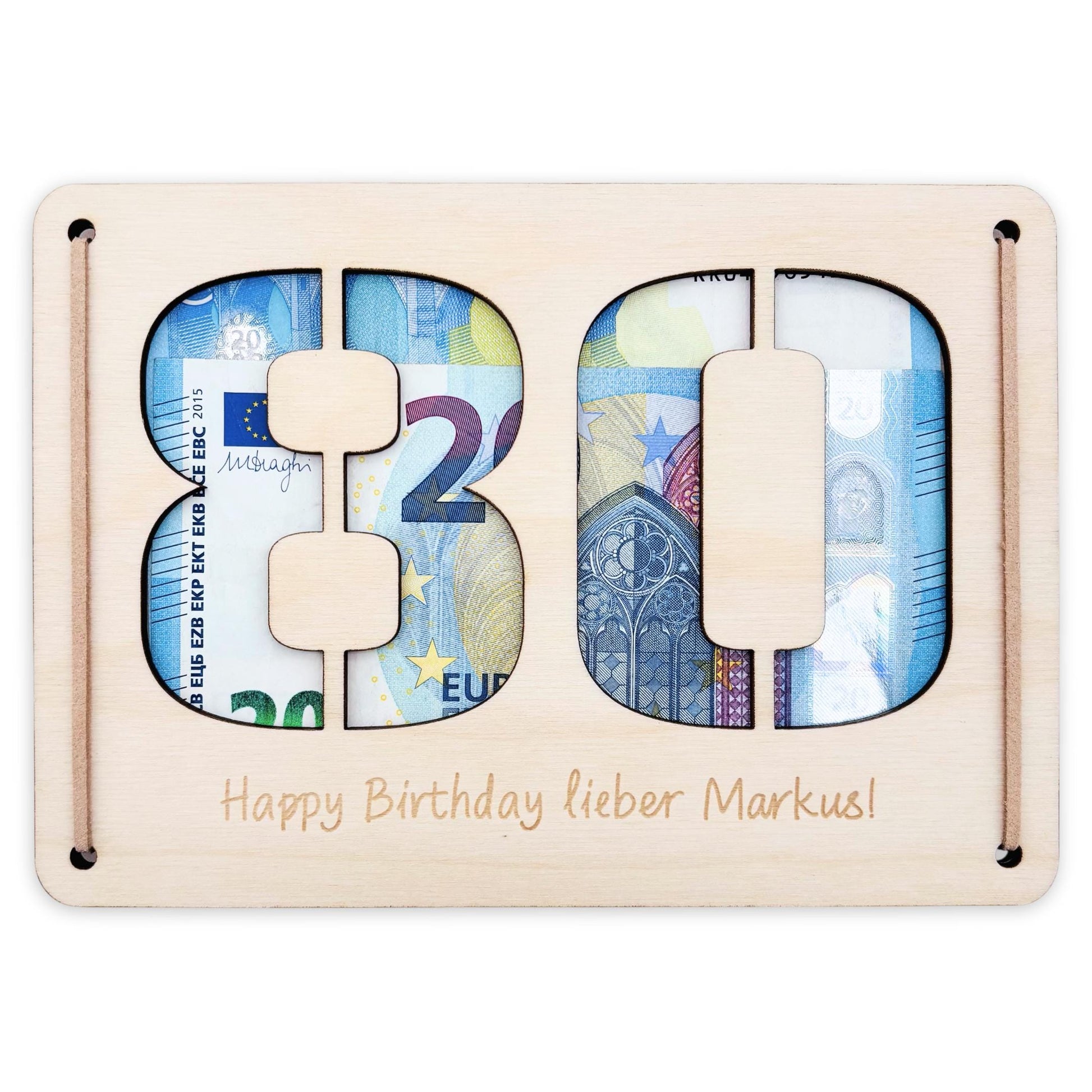 Geldgeschenk 80. Geburtstag personalisierte Geburtstagskarte Geldverpackung Verpackung Geld Geburtstagsgeschenk Geschenkkarte Holz 12x17 cm