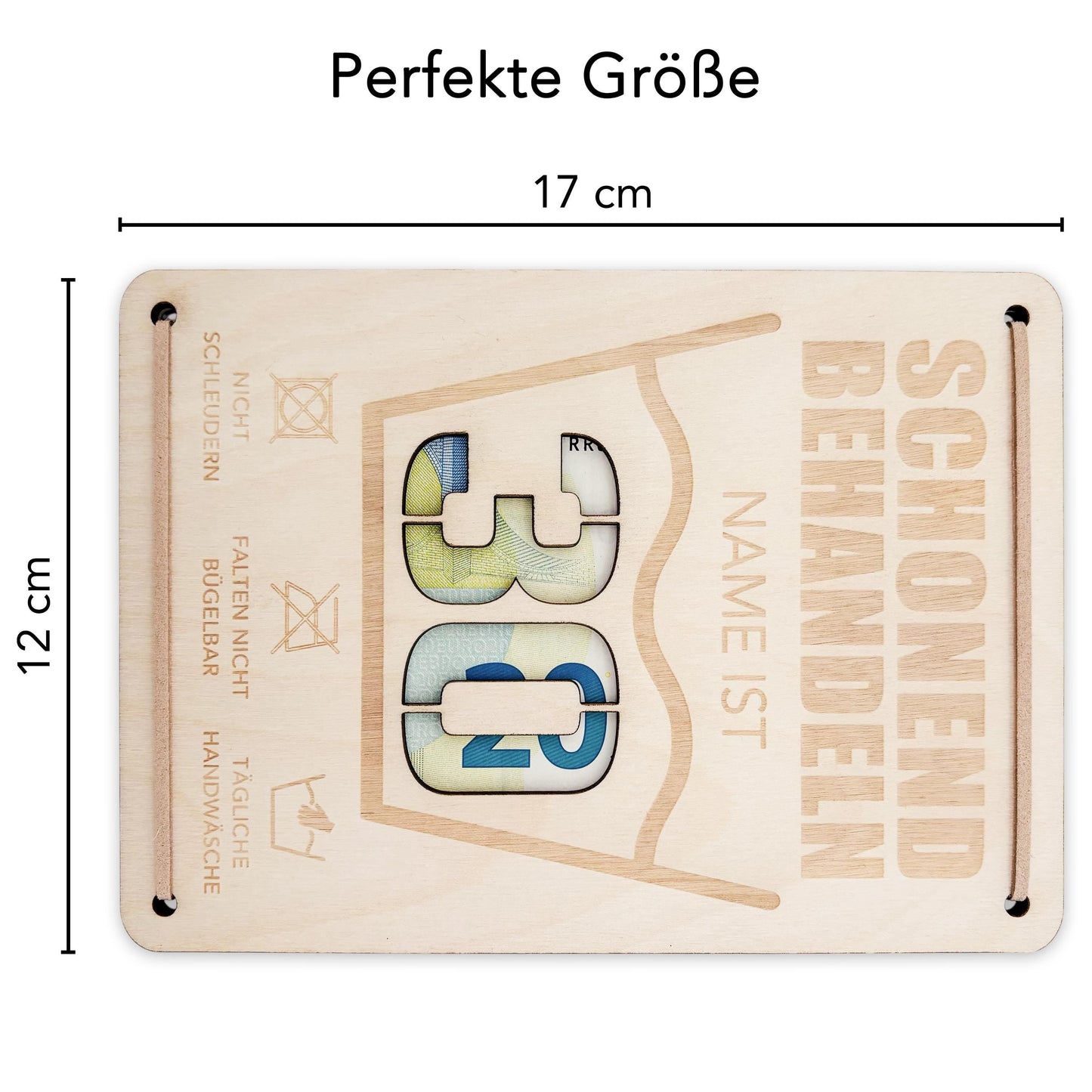 Schonend Behandeln 30. Geburtstag Geldgeschenk personalisiert Geldverpackung Verpackung Geld Geburtstagsgeschenk Geschenkkarte Holz 12x17 cm