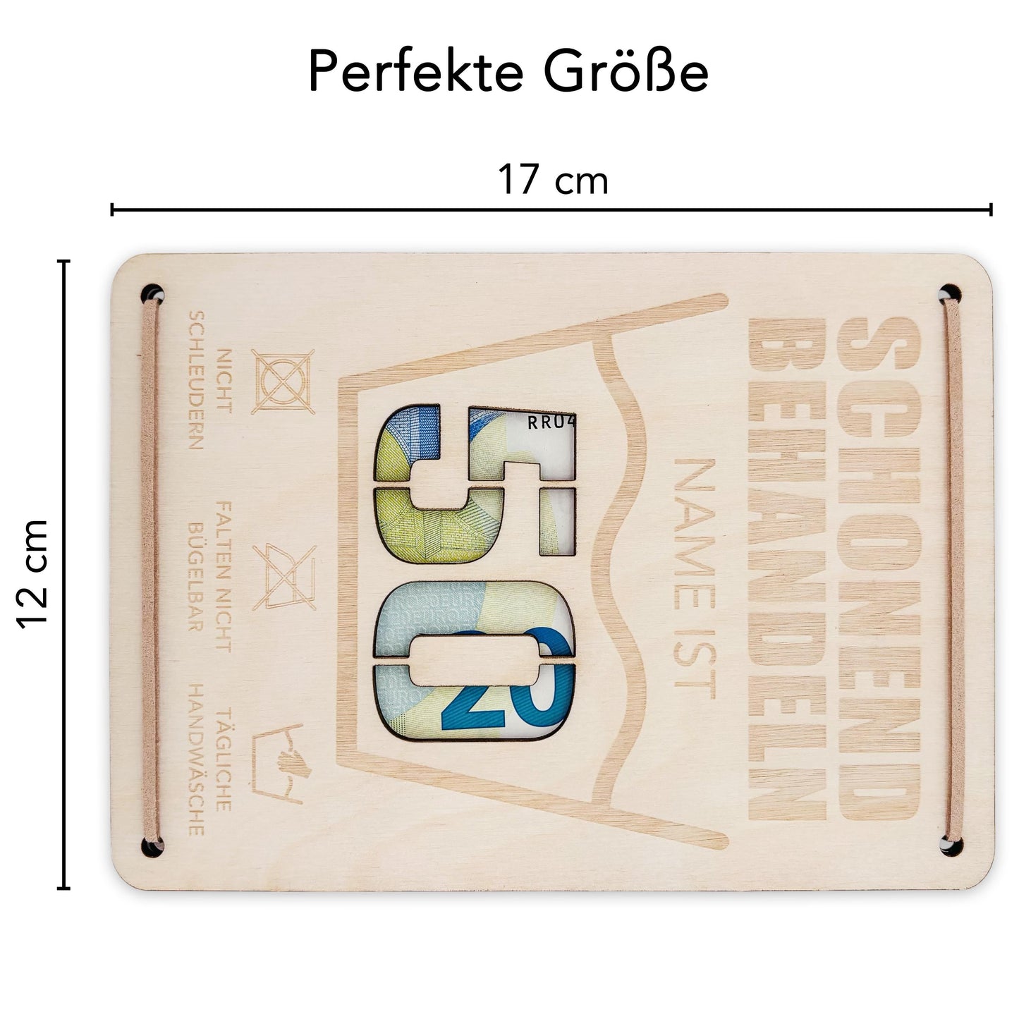 Schonend Behandeln 50. Geburtstag Geldgeschenk personalisiert Geldverpackung Verpackung Geld Geburtstagsgeschenk Geschenkkarte Holz 12x17 cm