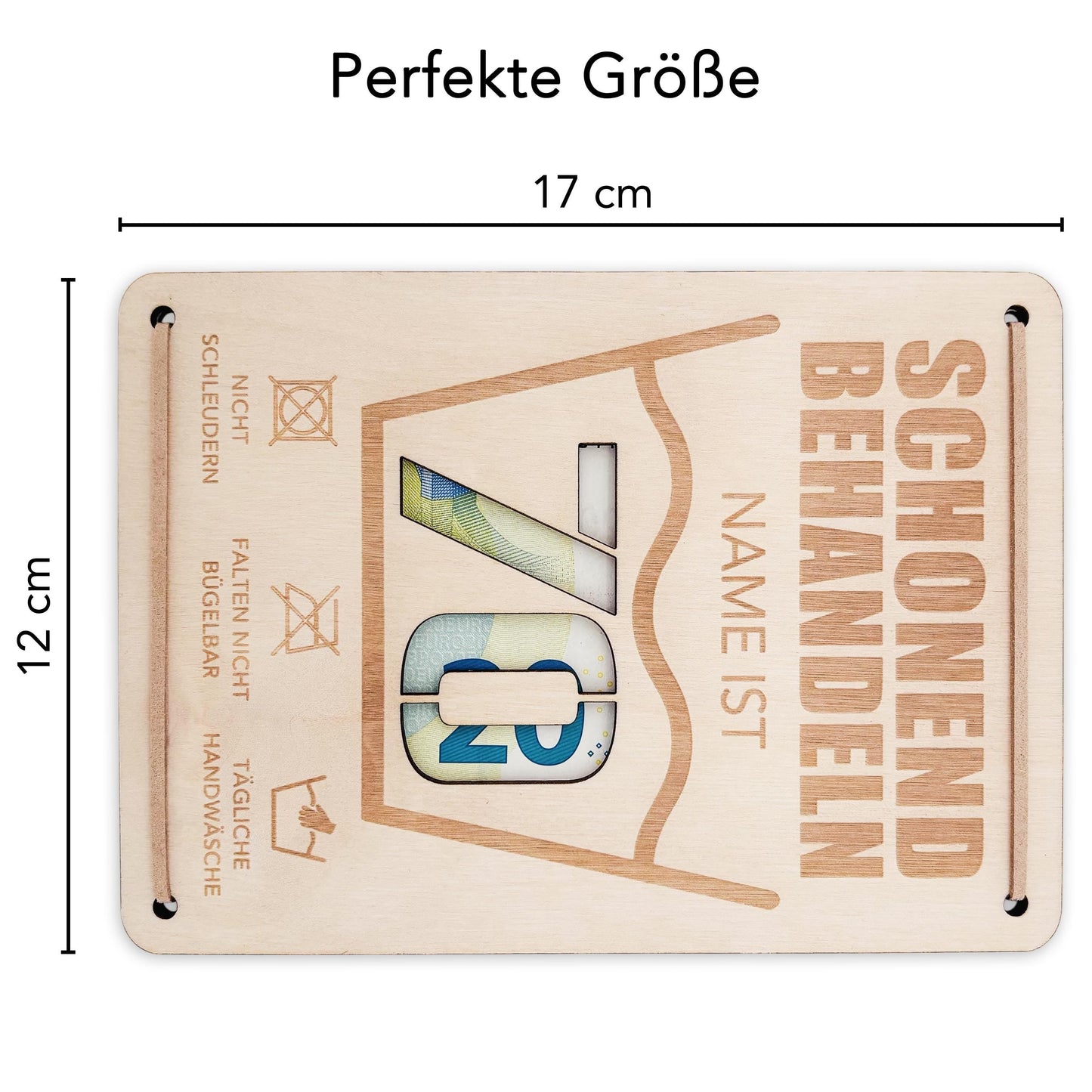 Schonend Behandeln 70. Geburtstag Geldgeschenk personalisiert Geldverpackung Verpackung Geld Geburtstagsgeschenk Geschenkkarte Holz 12x17 cm