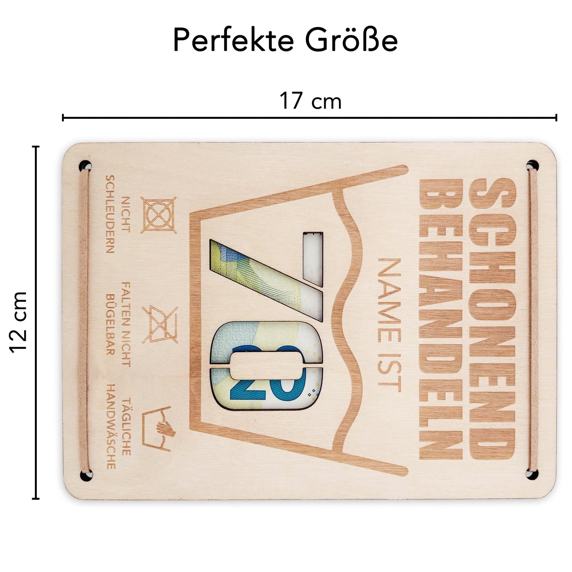 Schonend Behandeln 70. Geburtstag Geldgeschenk personalisiert Geldverpackung Verpackung Geld Geburtstagsgeschenk Geschenkkarte Holz 12x17 cm