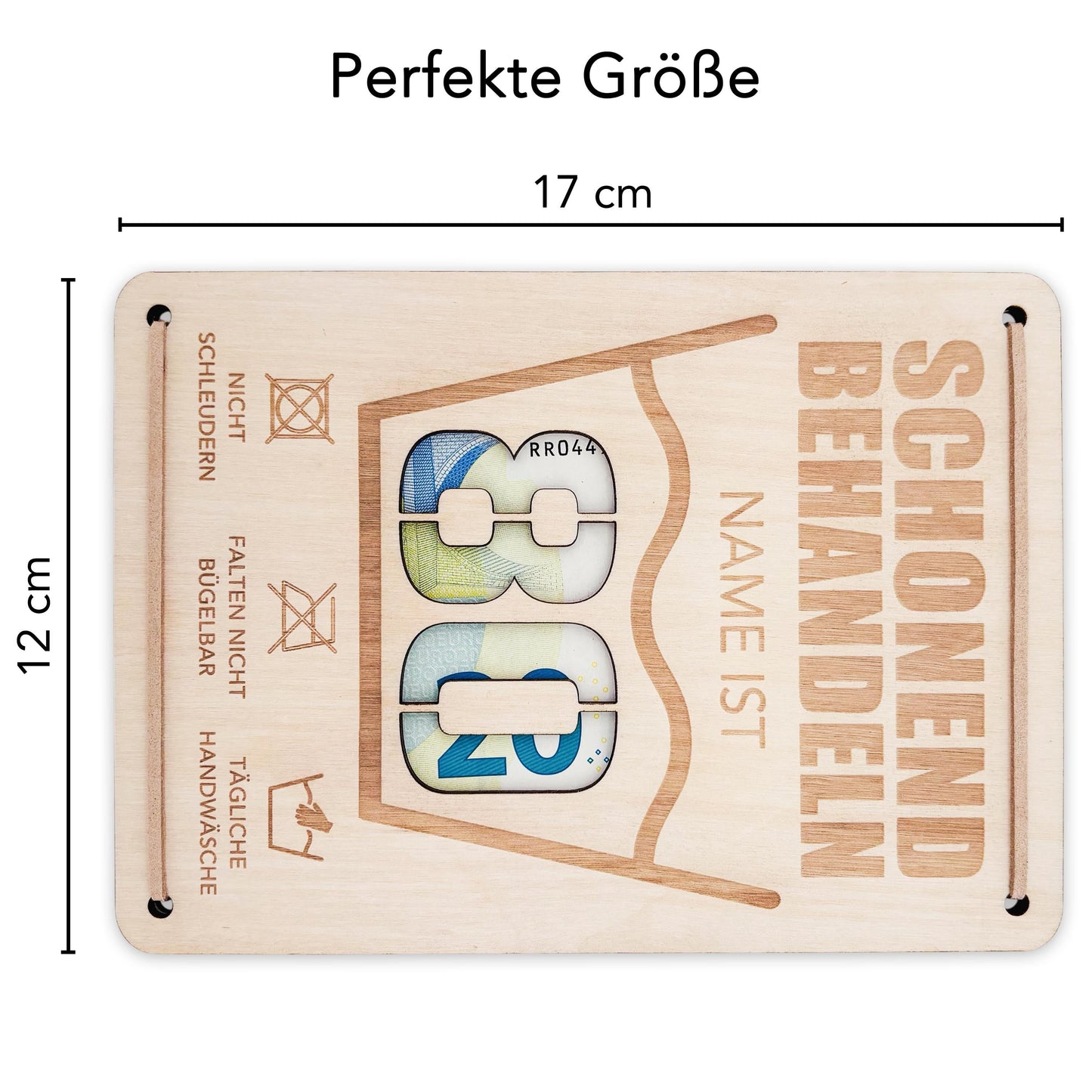 Schonend Behandeln 80. Geburtstag Geldgeschenk personalisiert Geldverpackung Verpackung Geld Geburtstagsgeschenk Geschenkkarte Holz 12x17 cm