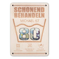 Schonend Behandeln 80. Geburtstag Geldgeschenk personalisiert Geldverpackung Verpackung Geld Geburtstagsgeschenk Geschenkkarte Holz 12x17 cm