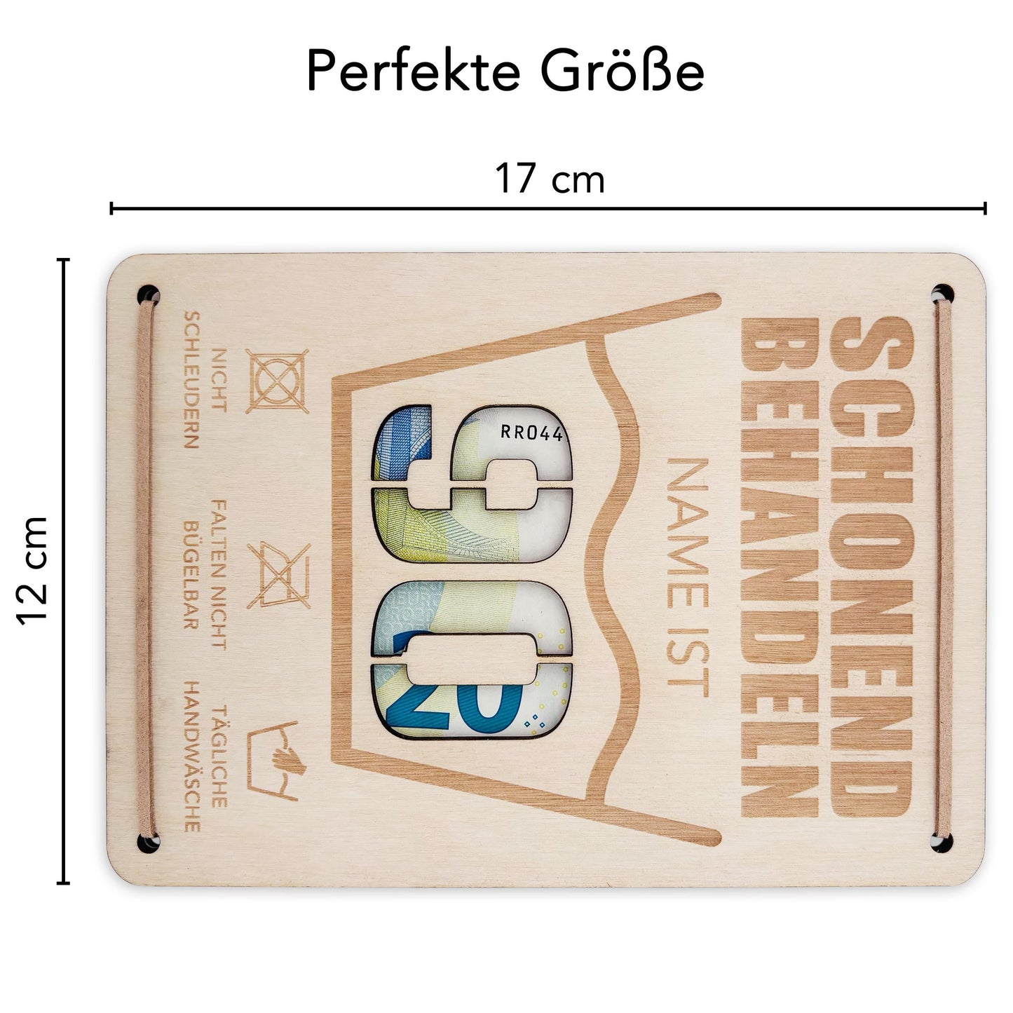 Schonend Behandeln 90. Geburtstag Geldgeschenk personalisiert Geldverpackung Verpackung Geld Geburtstagsgeschenk Geschenkkarte Holz 12x17 cm