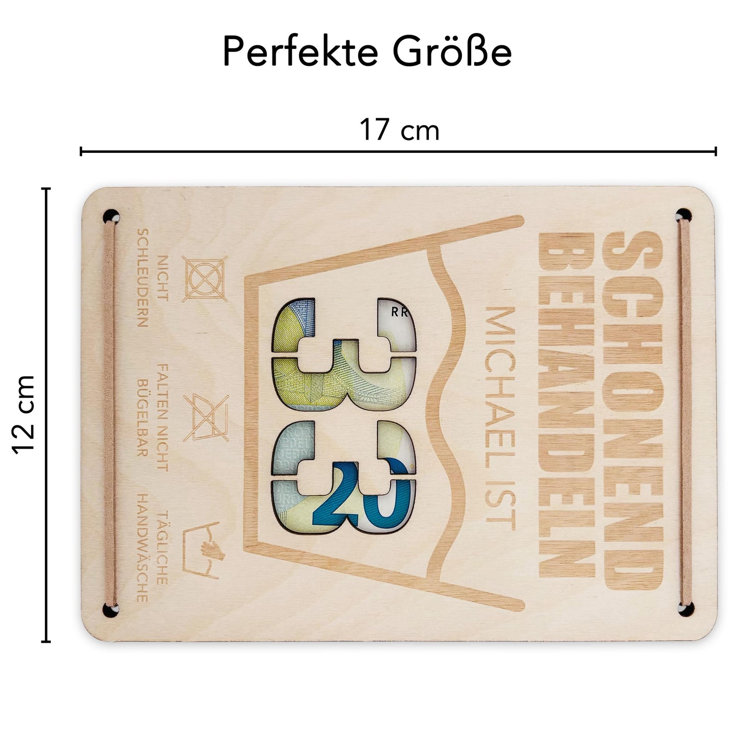 Schonend Behandeln Geburtstag Geldgeschenk personalisiert Geldverpackung Verpackung Geld Geburtstagsgeschenk Geschenkkarte Holz 12x17 cm