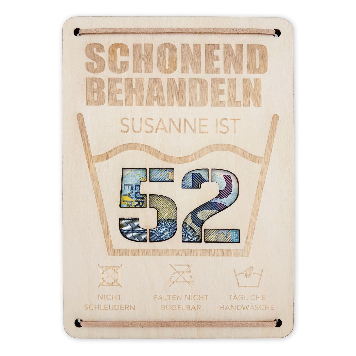 Schonend Behandeln Geburtstag Geldgeschenk personalisiert Geldverpackung Verpackung Geld Geburtstagsgeschenk Geschenkkarte Holz 12x17 cm