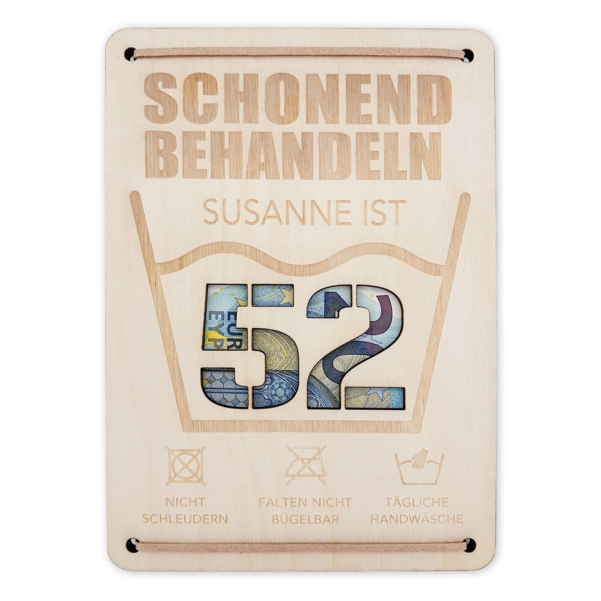 Schonend Behandeln Geburtstag Geldgeschenk personalisiert Geldverpackung Verpackung Geld Geburtstagsgeschenk Geschenkkarte Holz 12x17 cm