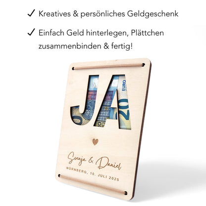 Hochzeitsgeschenk Geld Hochzeit personalisierte Geldgeschenk Verpackung Hochzeitsgeschenk für Brautpaar Geschenk Geschenkkarte aus Holz