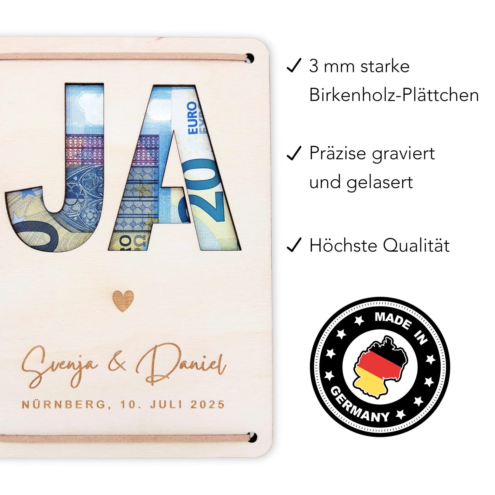 Hochzeitsgeschenk Geld Hochzeit personalisierte Geldgeschenk Verpackung Hochzeitsgeschenk für Brautpaar Geschenk Geschenkkarte aus Holz