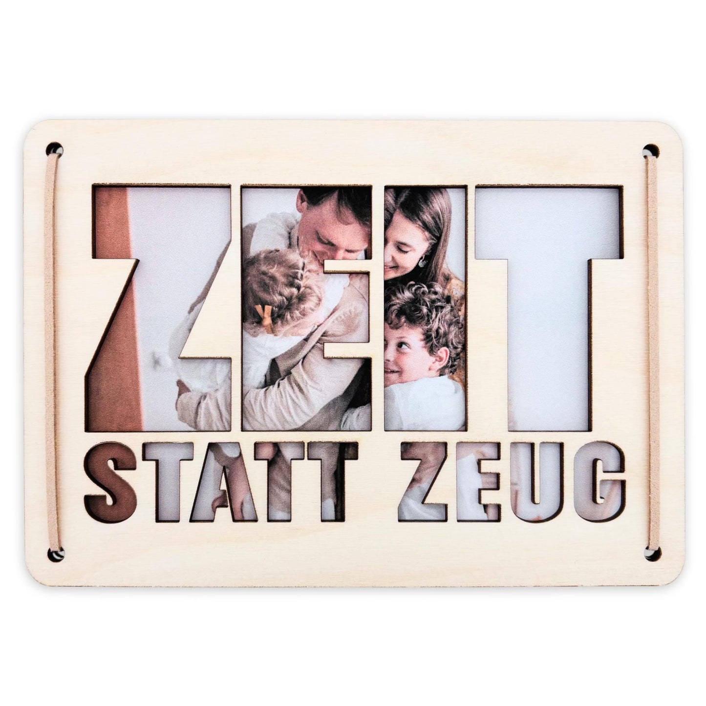 Zeit statt Zeug Wunscherfüller personalisierter Geschenkgutschein Verpackung Geburtstag Wellness Reisegutschein Geschenkkarte Holz 12x17 cm