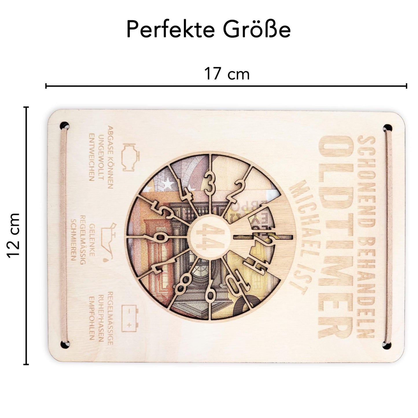 Oldtimer Geburtstagskarte Geburtstag Schonend behandeln personalisiert Geldverpackung Geburtstagsgeschenk Geschenkkarte Holz 12x17 cm