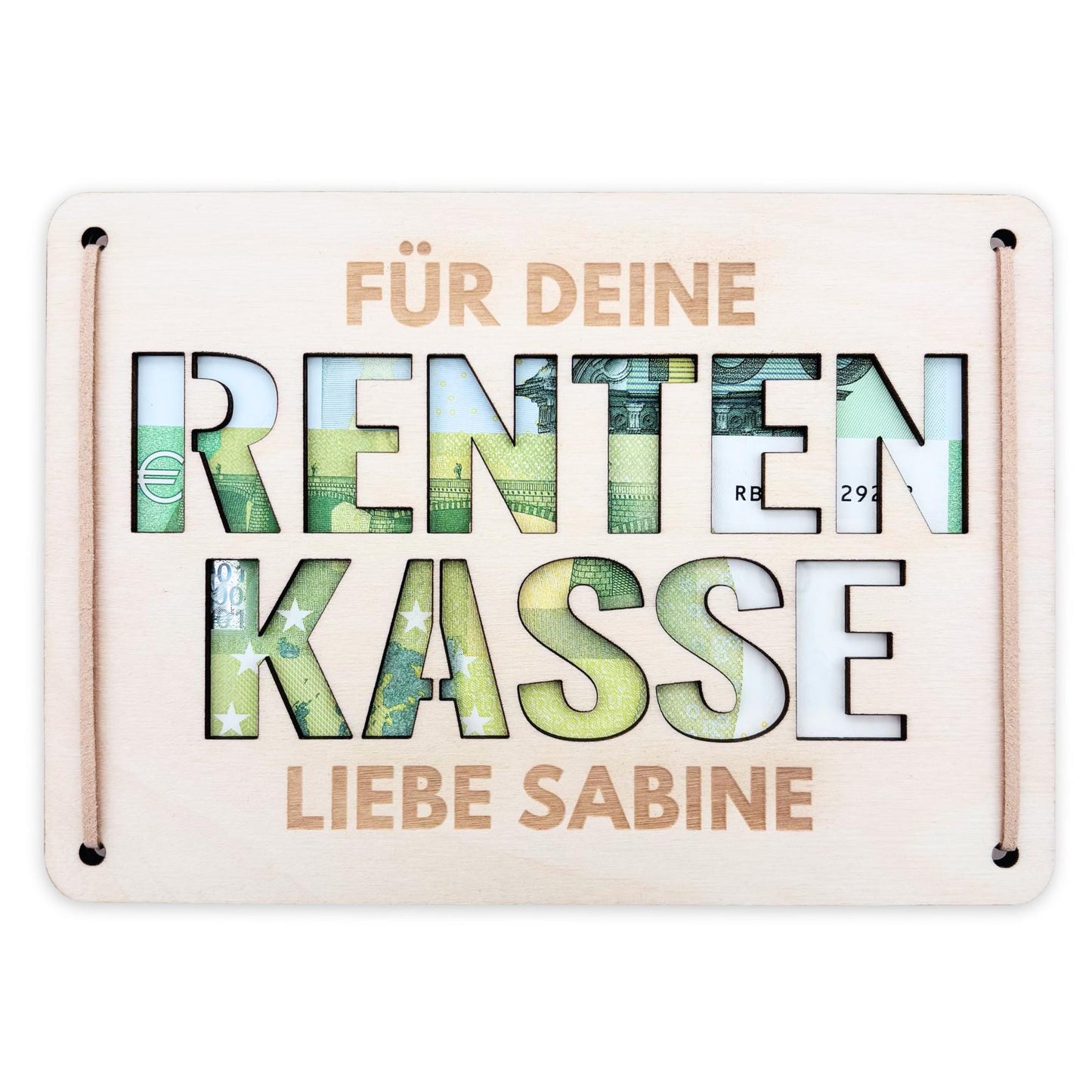 Rente Geldgeschenk personalisiertes Renteneintritt Geschenk Rentner Rentenkasse Abschiedsgeschenk Kollegen Geschenkkarte aus Holz 12x17 cm