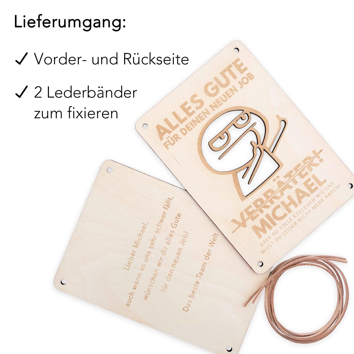 Abschiedsgeschenk Kollege personalisiertes Geschenk Kollegin Jobwechsel Verräter Geldgeschenk Verpackung Geschenkkarte aus Holz 12x17 cm
