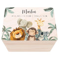 Erinnerungskiste Baby Tiere Holzkiste personalisierte Erinnerungsbox Mädchen Erinnerungsbox Geschenk Geburt Geburtsgeschenk 30x20x13 cm