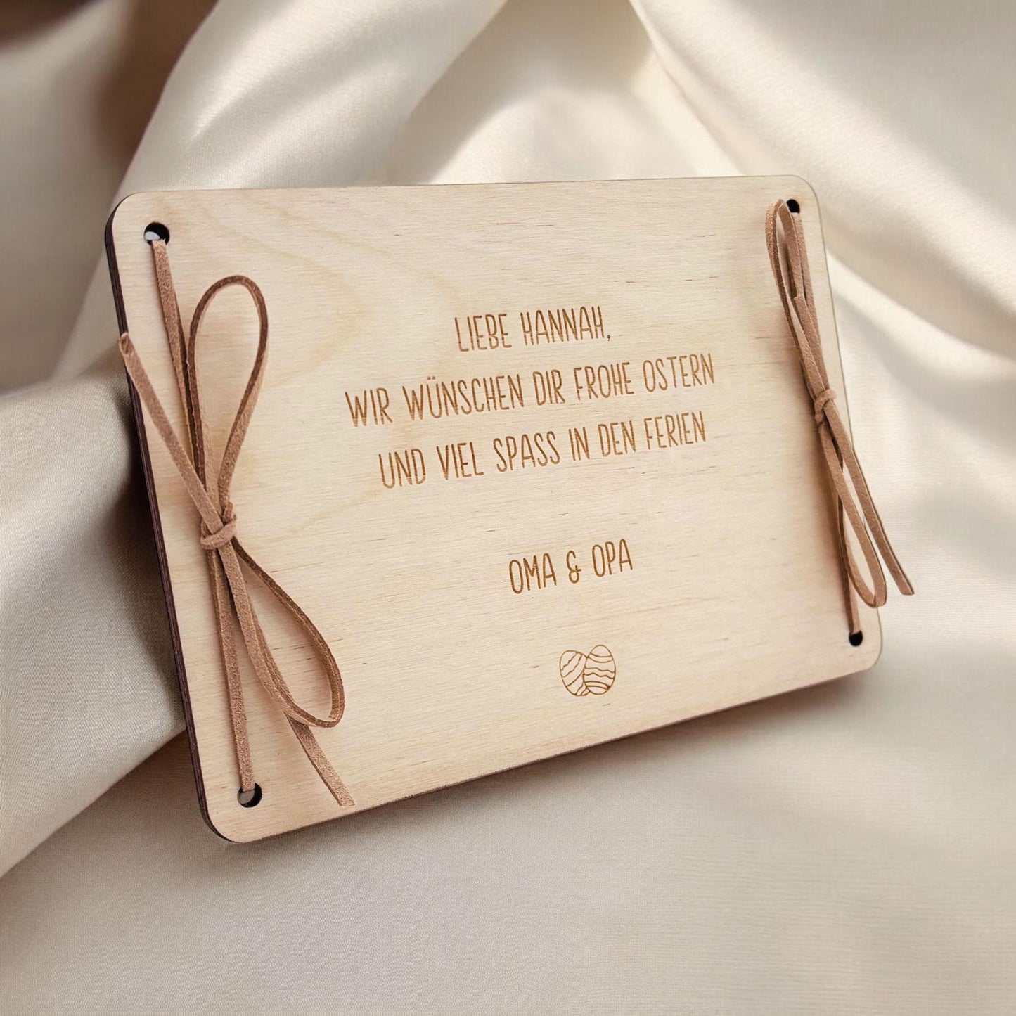 Geldgeschenk Ostern personalisiertes Ostergeschenk Kinder Geld Verpackung Osterkarte Geschenkkarte aus Holz 12x17 cm
