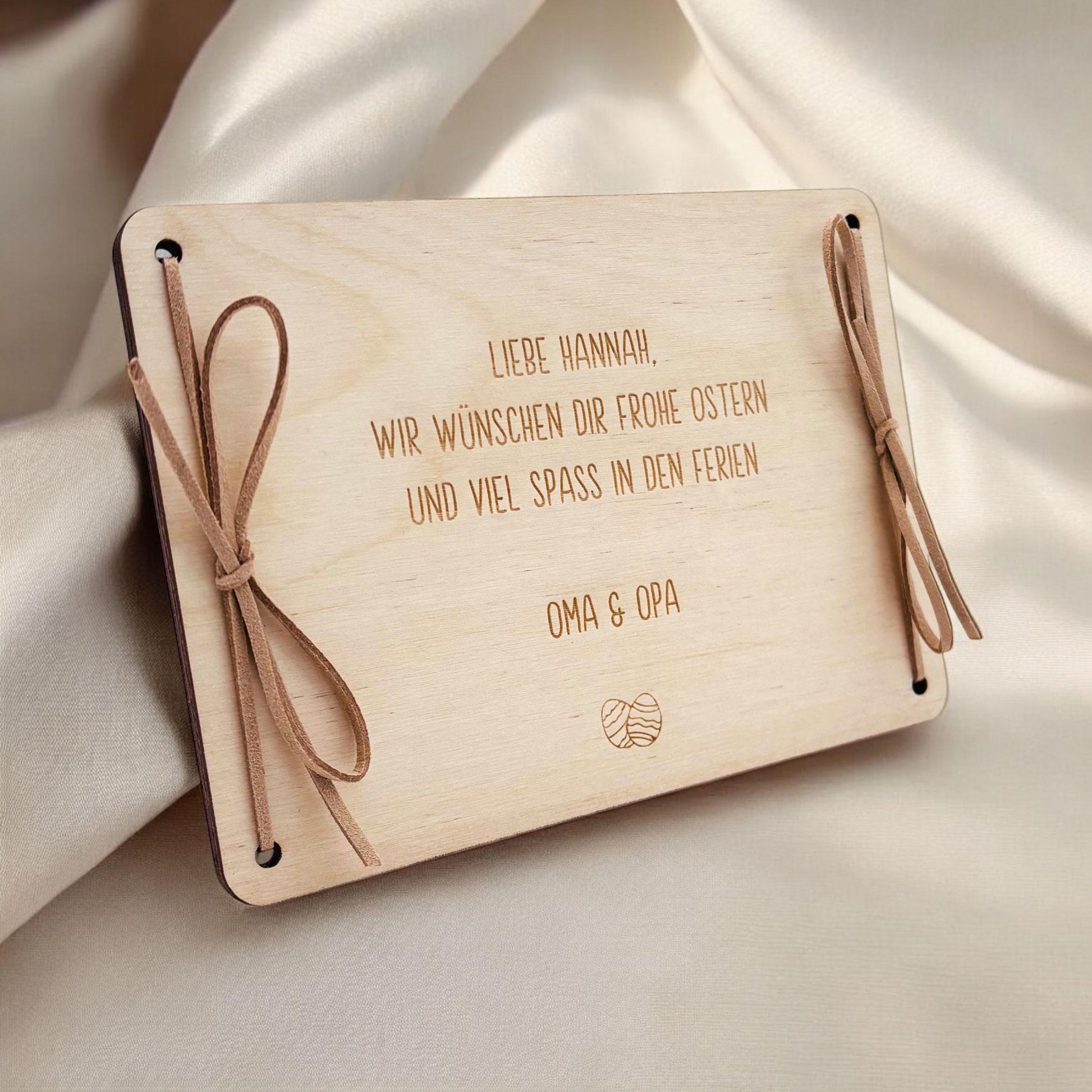 Geldgeschenk Ostern personalisiertes Ostergeschenk Kinder Geld Verpackung Osterkarte Geschenkkarte aus Holz 12x17 cm