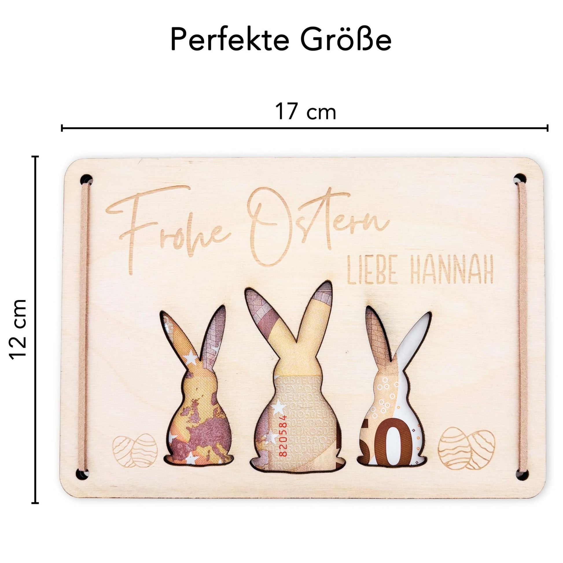 Geldgeschenk Ostern personalisiertes Ostergeschenk Kinder Geld Verpackung Osterkarte Geschenkkarte aus Holz 12x17 cm