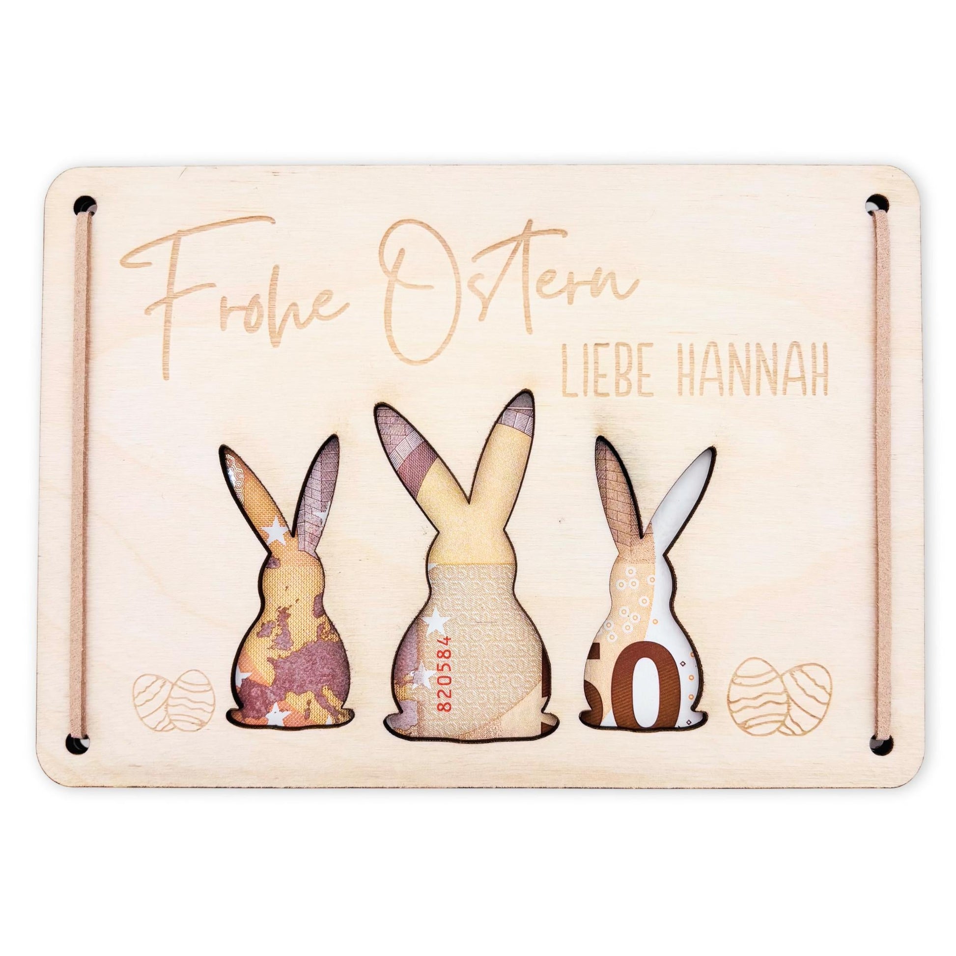 Geldgeschenk Ostern personalisiertes Ostergeschenk Kinder Geld Verpackung Osterkarte Geschenkkarte aus Holz 12x17 cm