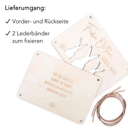 Geldgeschenk Ostern personalisiertes Ostergeschenk Kinder Geld Verpackung Osterkarte Geschenkkarte aus Holz 12x17 cm