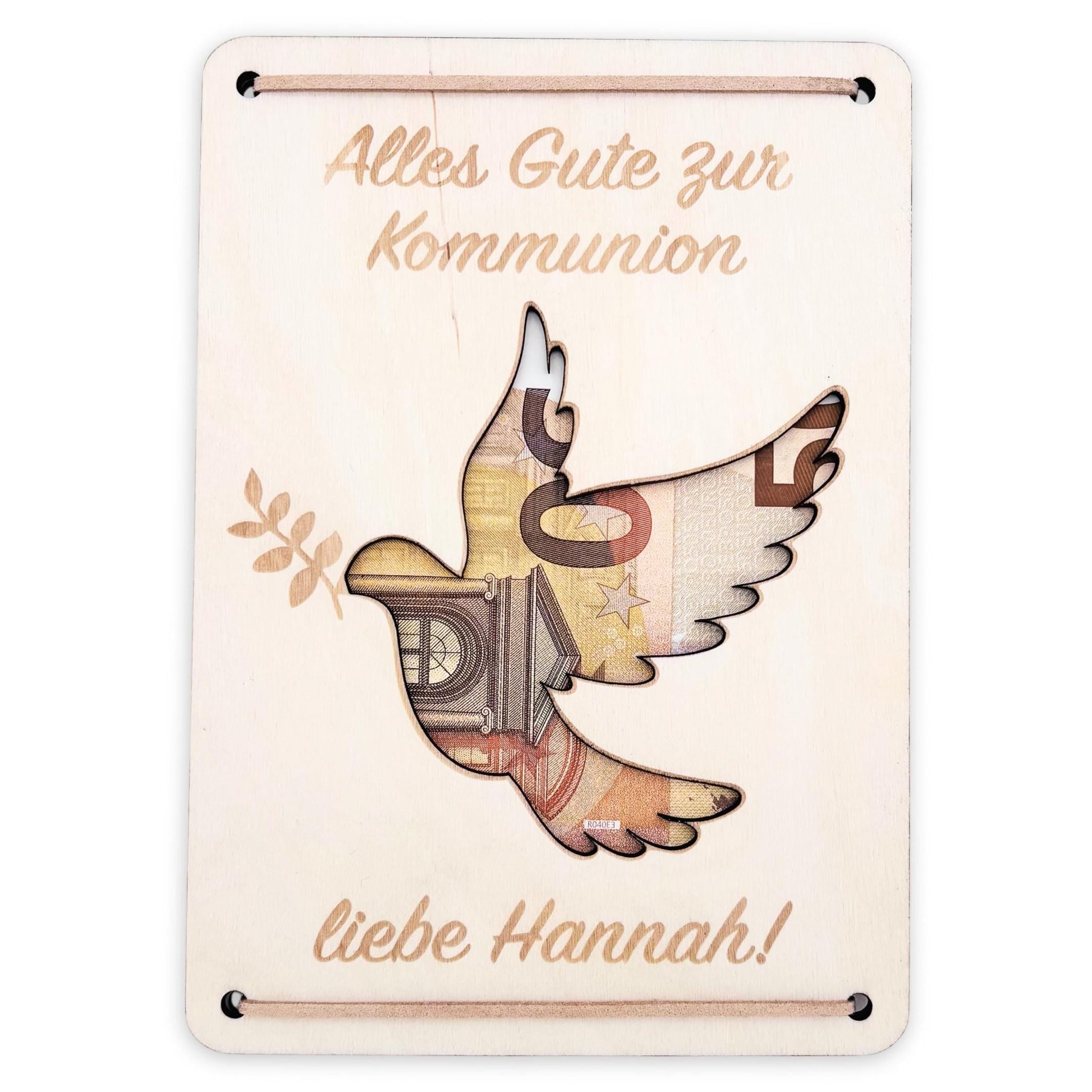 Kommunion Geldgeschenk personalisierte Geld Verpackung Erstkommunion Geschenk Junge Mädchen Geschenkkarte aus Holz 12x17 cm