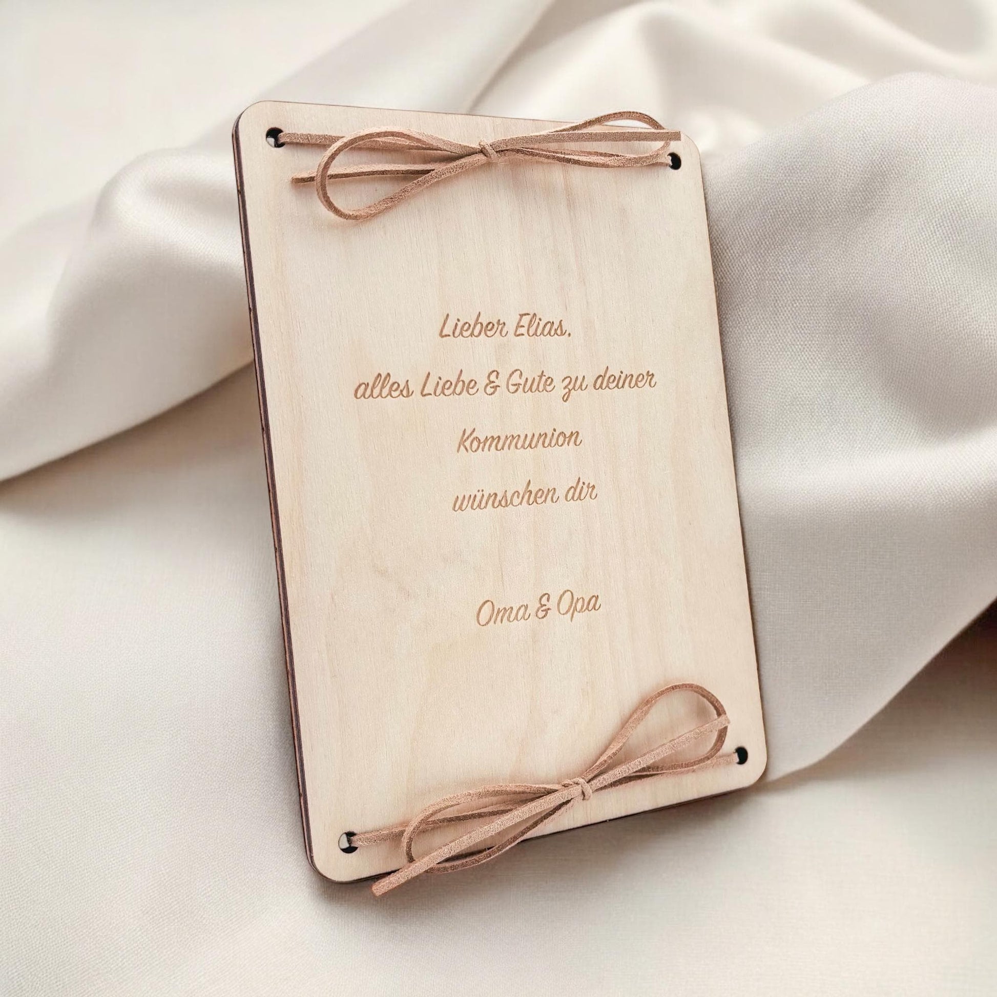 Kommunion Geldgeschenk personalisierte Geld Verpackung Erstkommunion Geschenk Junge Mädchen Geschenkkarte aus Holz 12x17 cm
