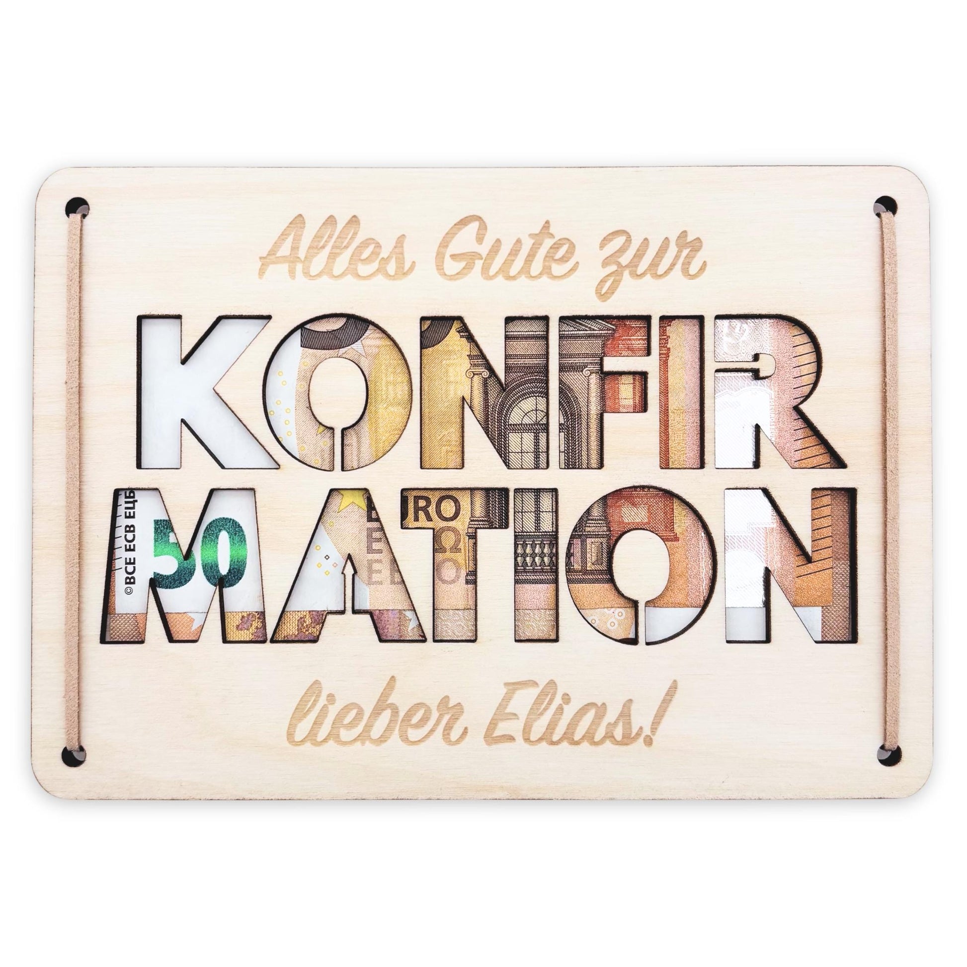 Konfirmation Geldgeschenk personalisierte Geld Verpackung Geschenk Konfirmationsgeschenk Fisch Geschenkkarte aus Holz 12x17 cm