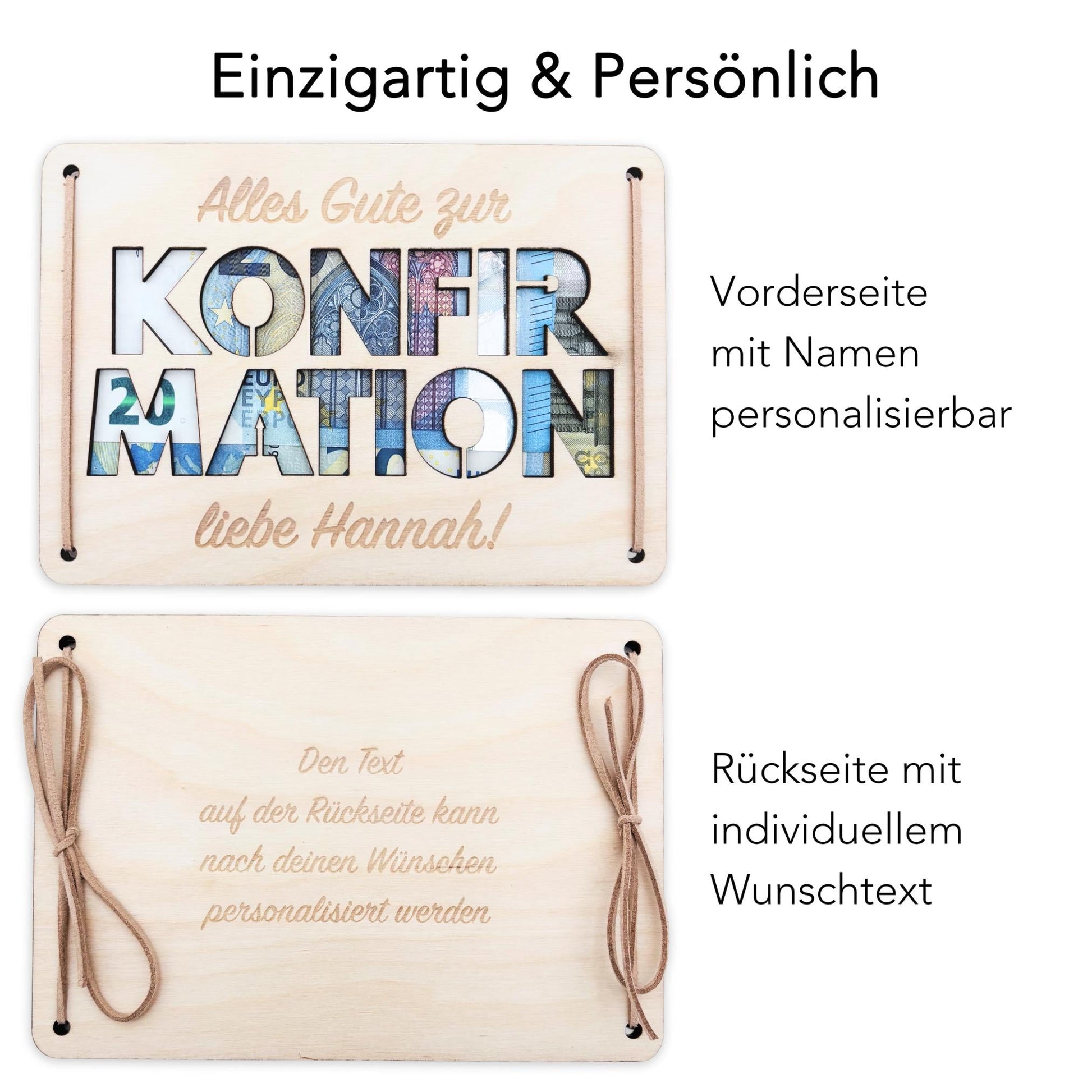 Konfirmation Geldgeschenk personalisierte Geld Verpackung Geschenk Konfirmationsgeschenk Fisch Geschenkkarte aus Holz 12x17 cm