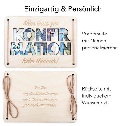 Konfirmation Geldgeschenk personalisierte Geld Verpackung Geschenk Konfirmationsgeschenk Fisch Geschenkkarte aus Holz 12x17 cm