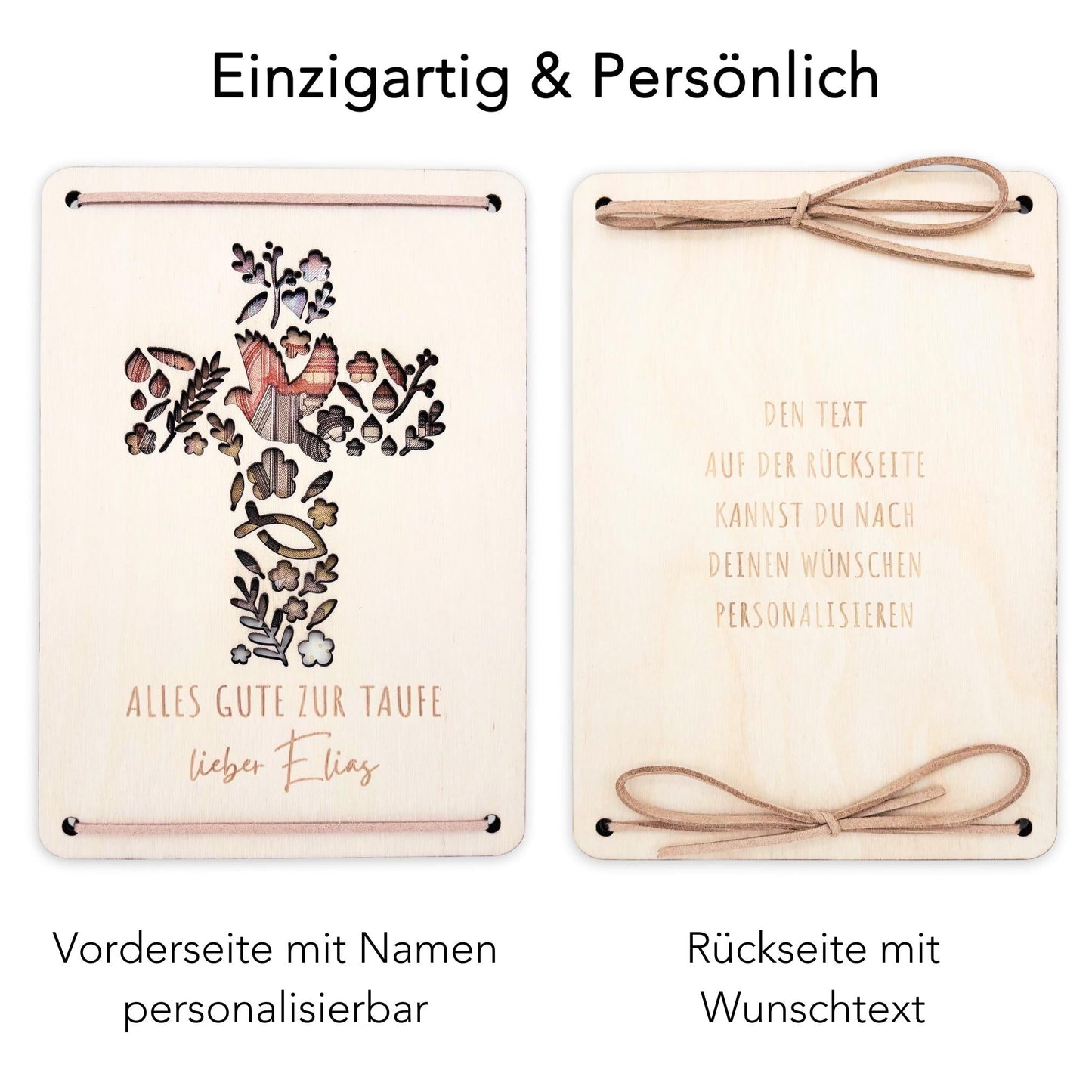 Taufkarte Taufgeschenk Geld Taufe personalisierte Geldgeschenk Verpackung Geschenk Kreuz Geschenkkarte aus Holz 12x17 cm