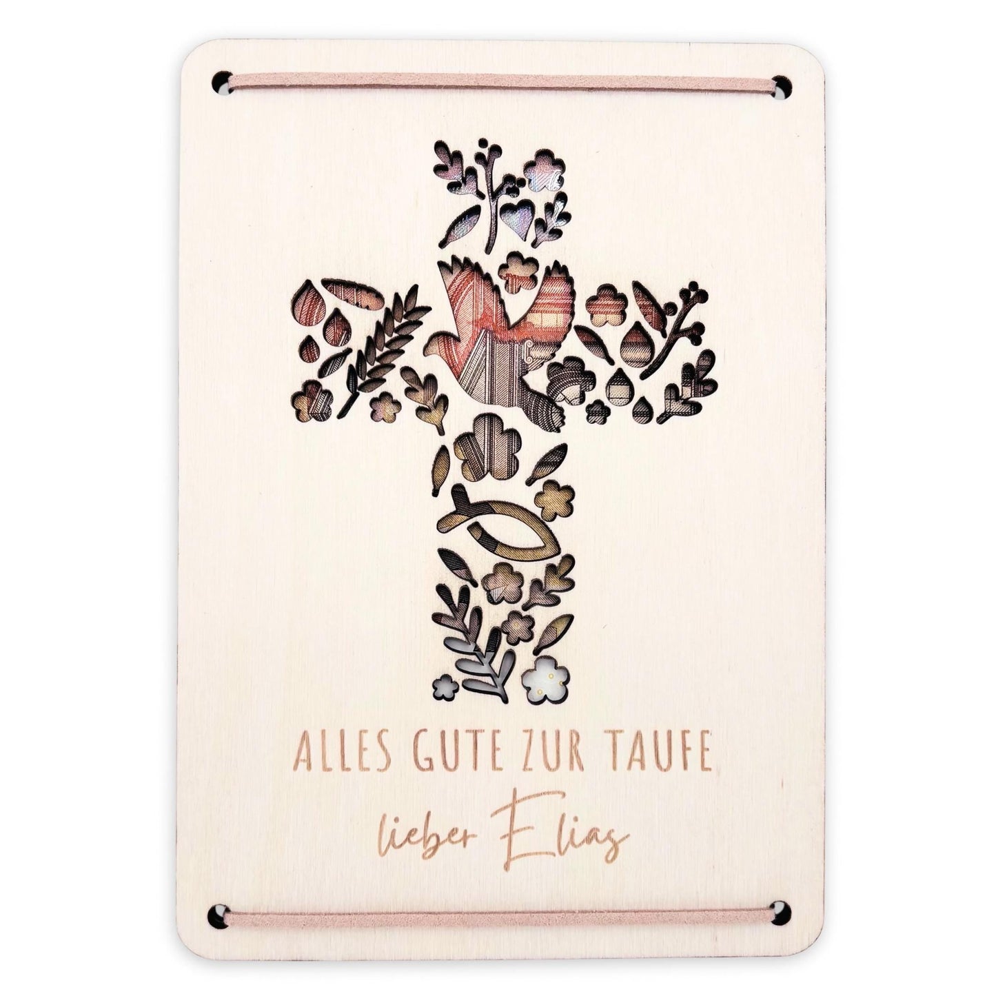 Taufkarte Taufgeschenk Geld Taufe personalisierte Geldgeschenk Verpackung Geschenk Kreuz Geschenkkarte aus Holz 12x17 cm