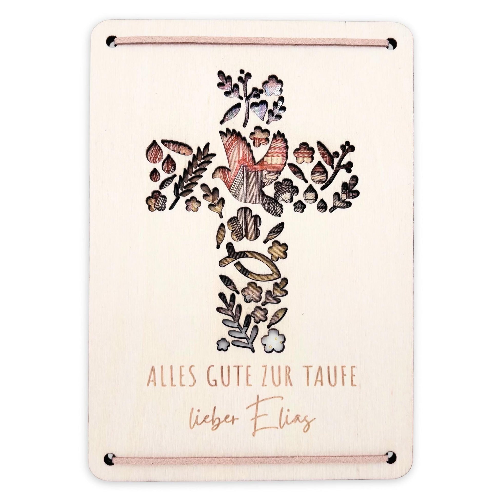 Taufkarte Taufgeschenk Geld Taufe personalisierte Geldgeschenk Verpackung Geschenk Kreuz Geschenkkarte aus Holz 12x17 cm