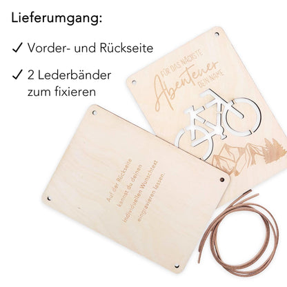 Geldgeschenk Fahrrad Geburtstag Wunscherfüller personalisierte Geldkarte Geld Verpackung Geburtstagskarte Geschenkkarte aus Holz 12x17 cm