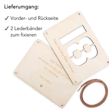 Geldgeschenk 60. Geburtstag personalisierte Geburtstagskarte Geldverpackung Verpackung Geld Geburtstagsgeschenk Geschenkkarte Holz 12x17 cm
