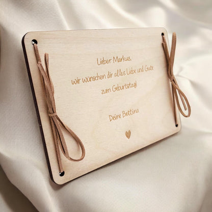 Geldgeschenk 80. Geburtstag personalisierte Geburtstagskarte Geldverpackung Verpackung Geld Geburtstagsgeschenk Geschenkkarte Holz 12x17 cm