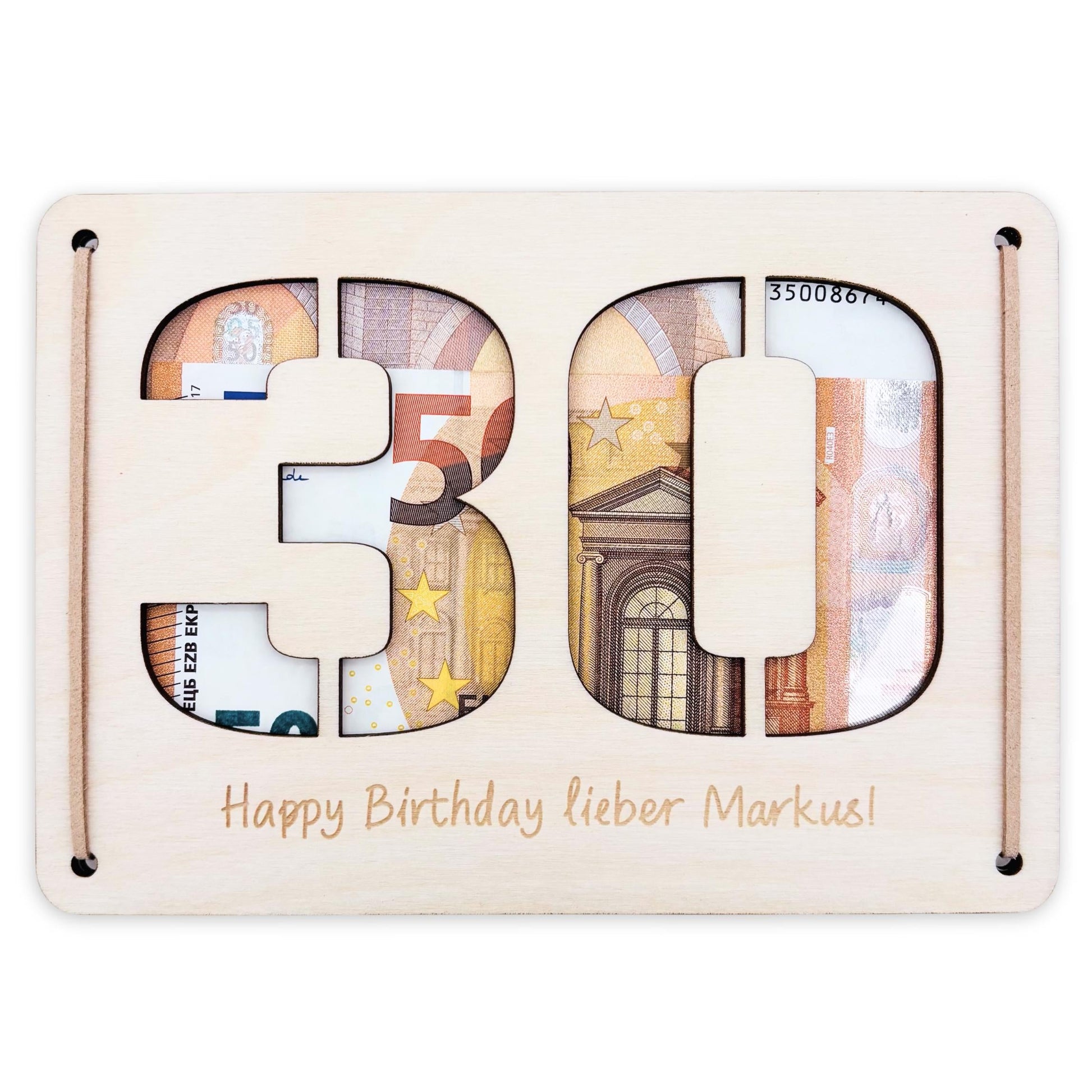 Geldgeschenk 30. Geburtstag personalisierte Geburtstagskarte Geldverpackung Verpackung Geld Geburtstagsgeschenk Geschenkkarte Holz 12x17 cm