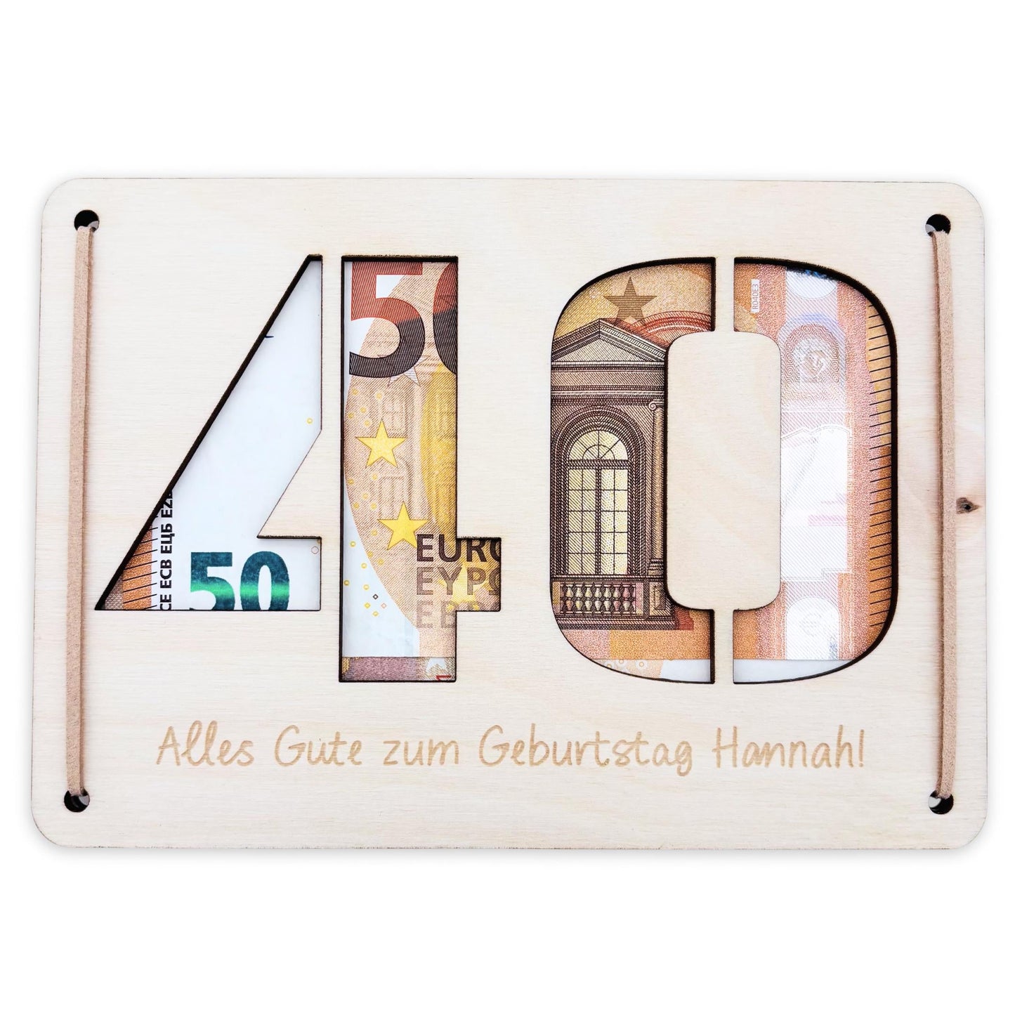 Geldgeschenk 40. Geburtstag personalisierte Geburtstagskarte Geldverpackung Verpackung Geld Geburtstagsgeschenk Geschenkkarte Holz 12x17 cm