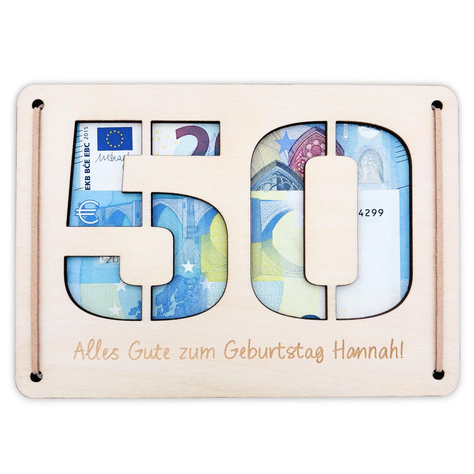 Geldgeschenk 50. Geburtstag personalisierte Geburtstagskarte Geldverpackung Verpackung Geld Geburtstagsgeschenk Geschenkkarte Holz 12x17 cm