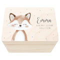Erinnerungskiste Baby Fuchs Holzkiste personalisierte Erinnerungsbox Geschenk Geburt Geburtsgeschenk 30x20x13 cm