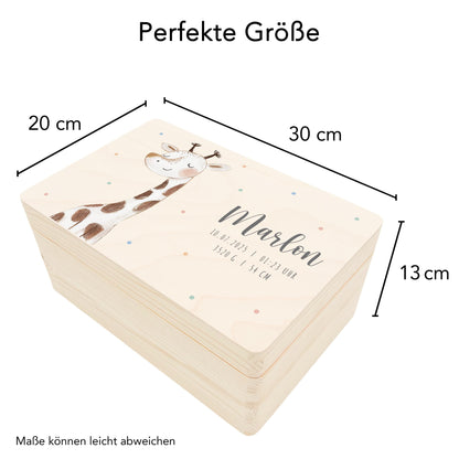 Erinnerungskiste Baby Giraffe Holzkiste personalisierte Erinnerungsbox Mädchen Junge Geschenk Geburt Geburtsgeschenk 30x20x13 cm