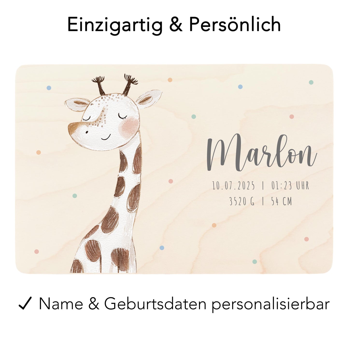 Erinnerungskiste Baby Giraffe Holzkiste personalisierte Erinnerungsbox Mädchen Junge Geschenk Geburt Geburtsgeschenk 30x20x13 cm