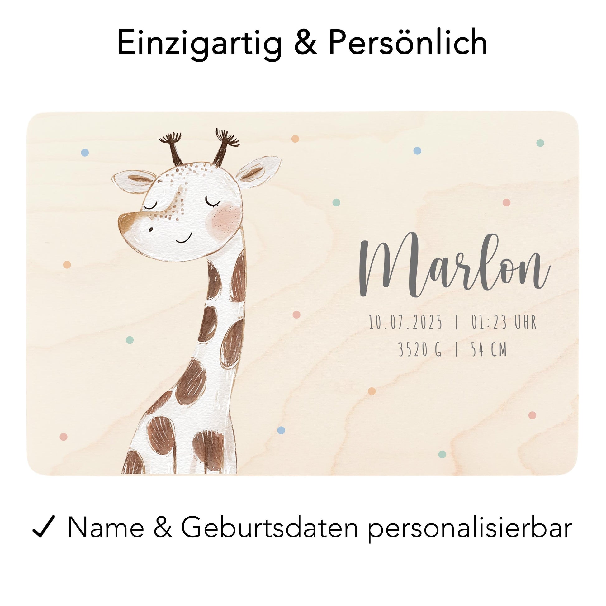 Erinnerungskiste Baby Giraffe Holzkiste personalisierte Erinnerungsbox Mädchen Junge Geschenk Geburt Geburtsgeschenk 30x20x13 cm