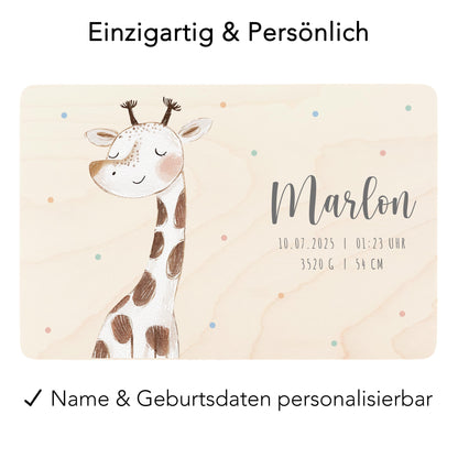 Erinnerungskiste Baby Giraffe Holzkiste personalisierte Erinnerungsbox Mädchen Junge Geschenk Geburt Geburtsgeschenk 30x20x13 cm