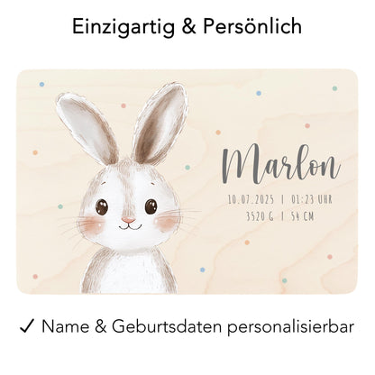 Erinnerungskiste Baby Hase Holzkiste personalisierte Erinnerungsbox Mädchen Junge Geschenk Geburt Geburtsgeschenk 30x20x13 cm